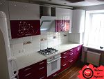 Бардовая кухня из МДФ с фотопечатью